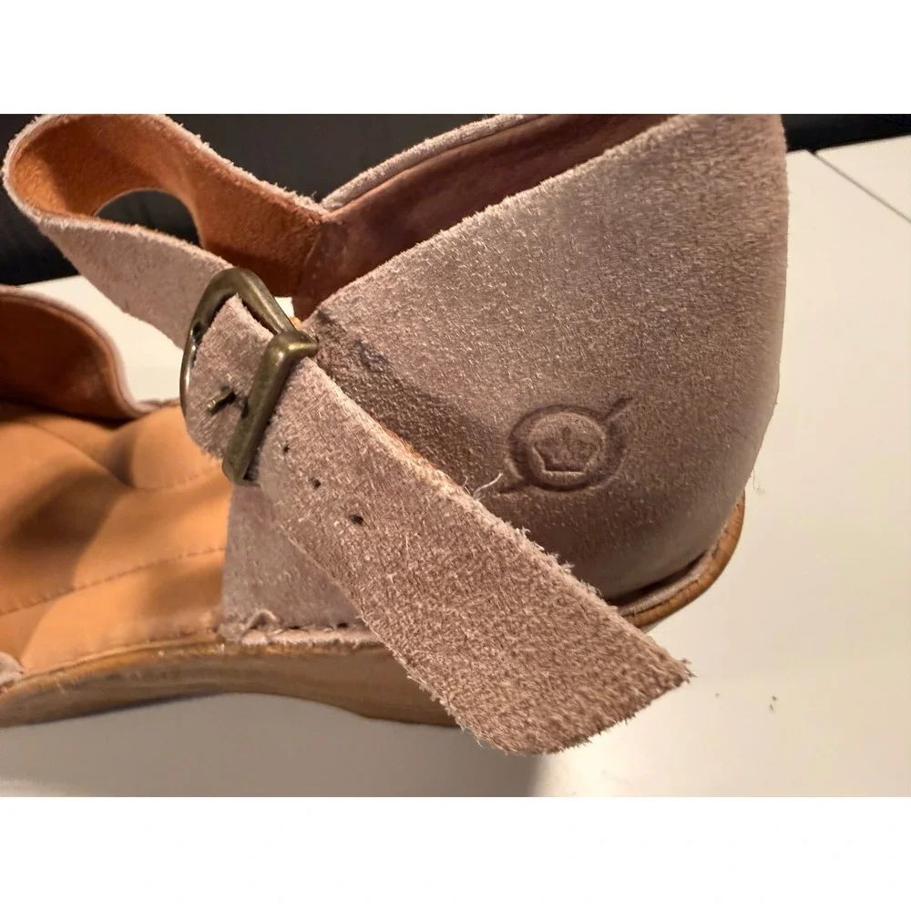 Born Womens Suede Leather Wedge Sandals Ankle Strap Blush Pink BR0040179 Size 8M